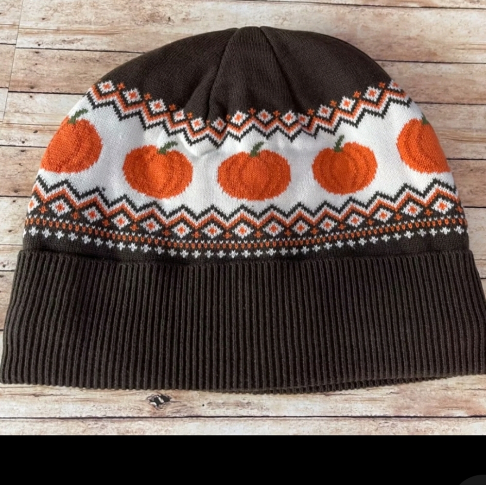 Gymboree Lil Pumpkin Unisex Fall Beanie Brown Orange